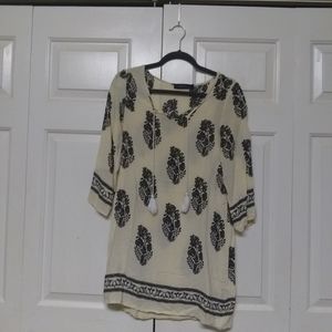 Cream and black tunic top